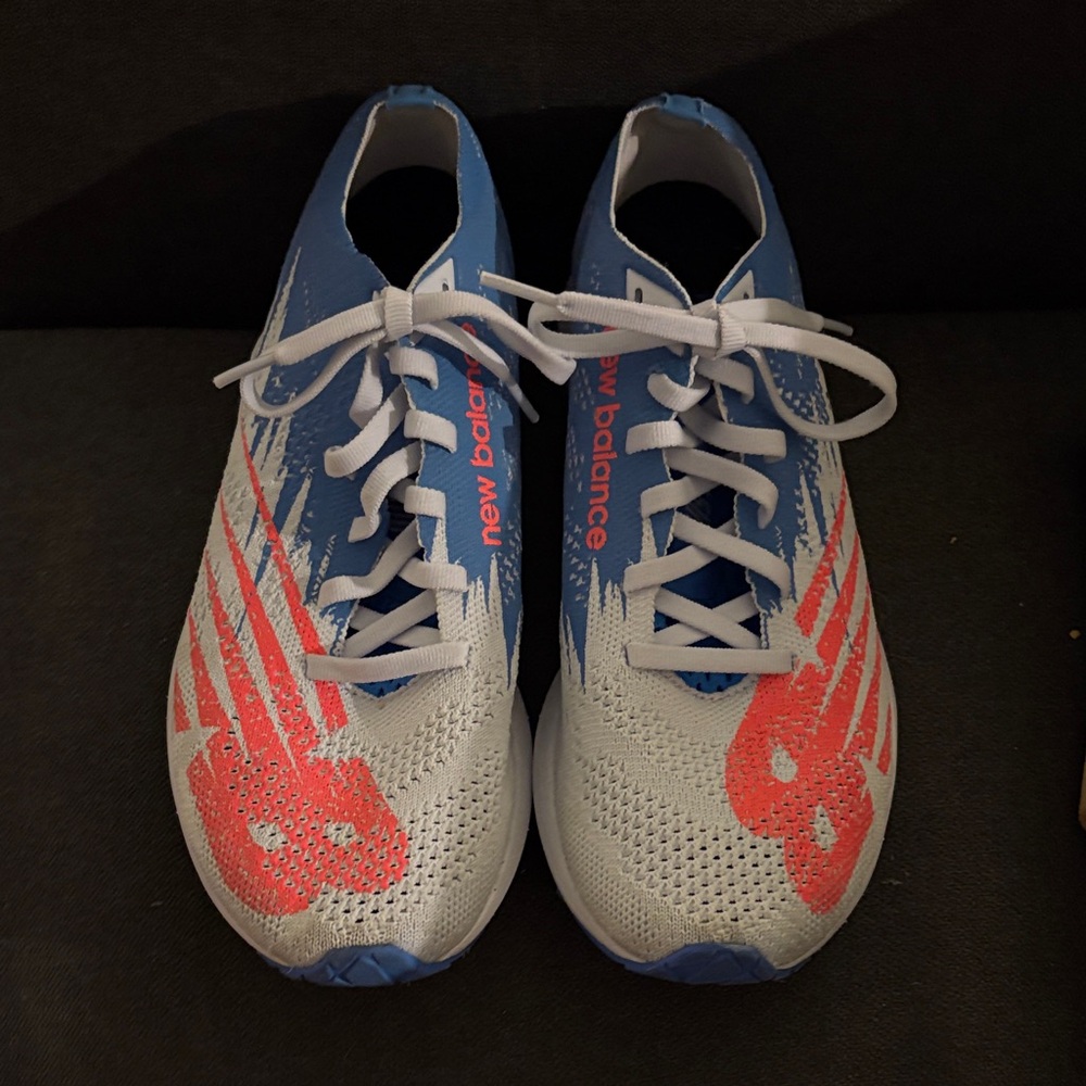 New Balance White and Blue Sneakers with highlights